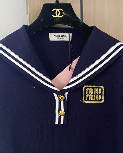 M 25 navy collar and short sleeves