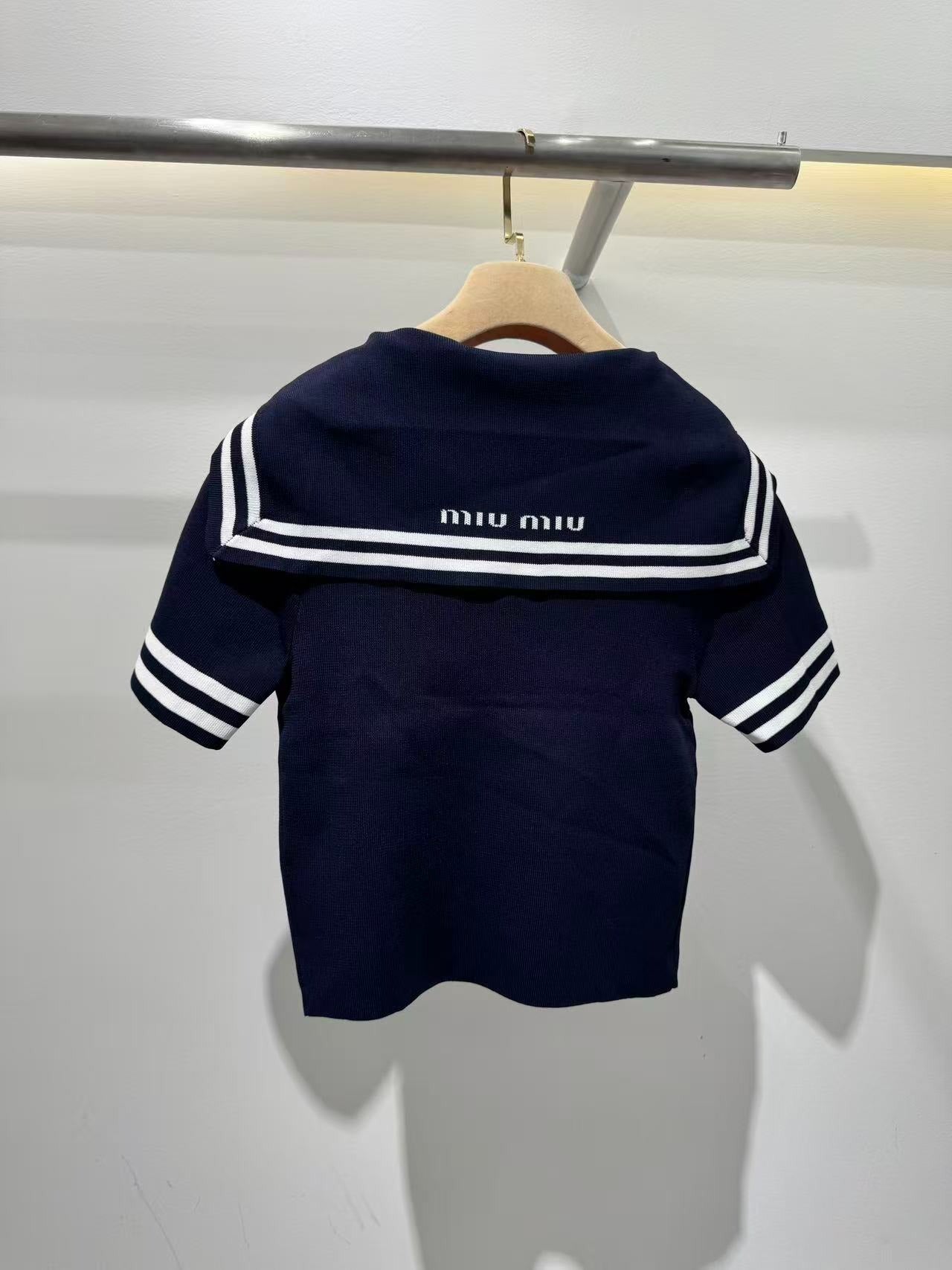 M 25 Knit Short Sleeve Navy Collar
