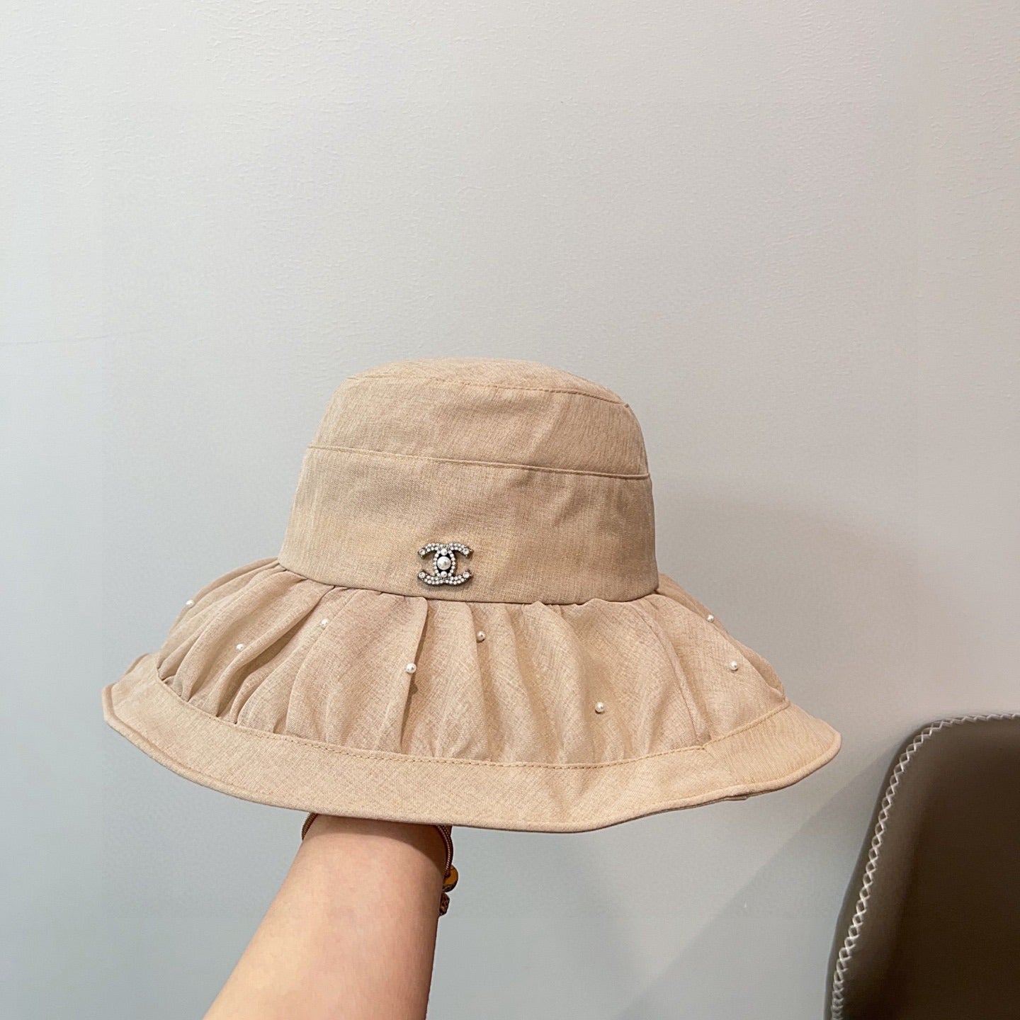 C 25 Spring and summer, organza, pearl, light luxury models, fisherman's hat