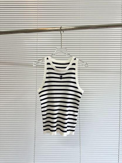 D 25 Summer New Striped Embroidered Tank Top