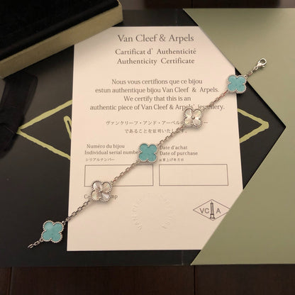 Laser Mint Blue Five Flower Bracelet