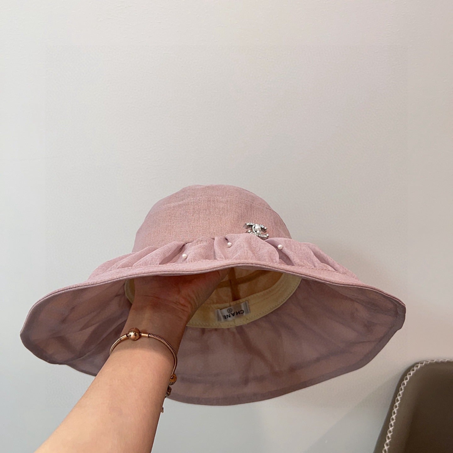 C 25 Spring and summer, organza, pearl, light luxury models, fisherman's hat