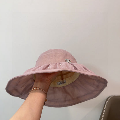 C 25 Spring and summer, organza, pearl, light luxury models, fisherman's hat