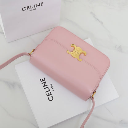 CE 25 Cowhide gold buckle pink shoulder bag