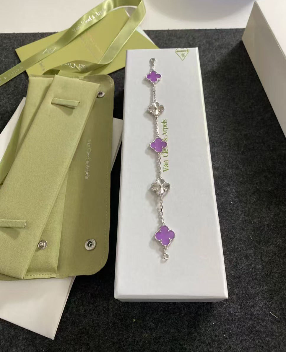 Laser Interval Violet Five Flowers Bracelet