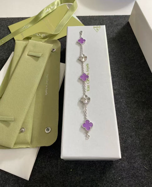 Laser Interval Violet Five Flowers Bracelet