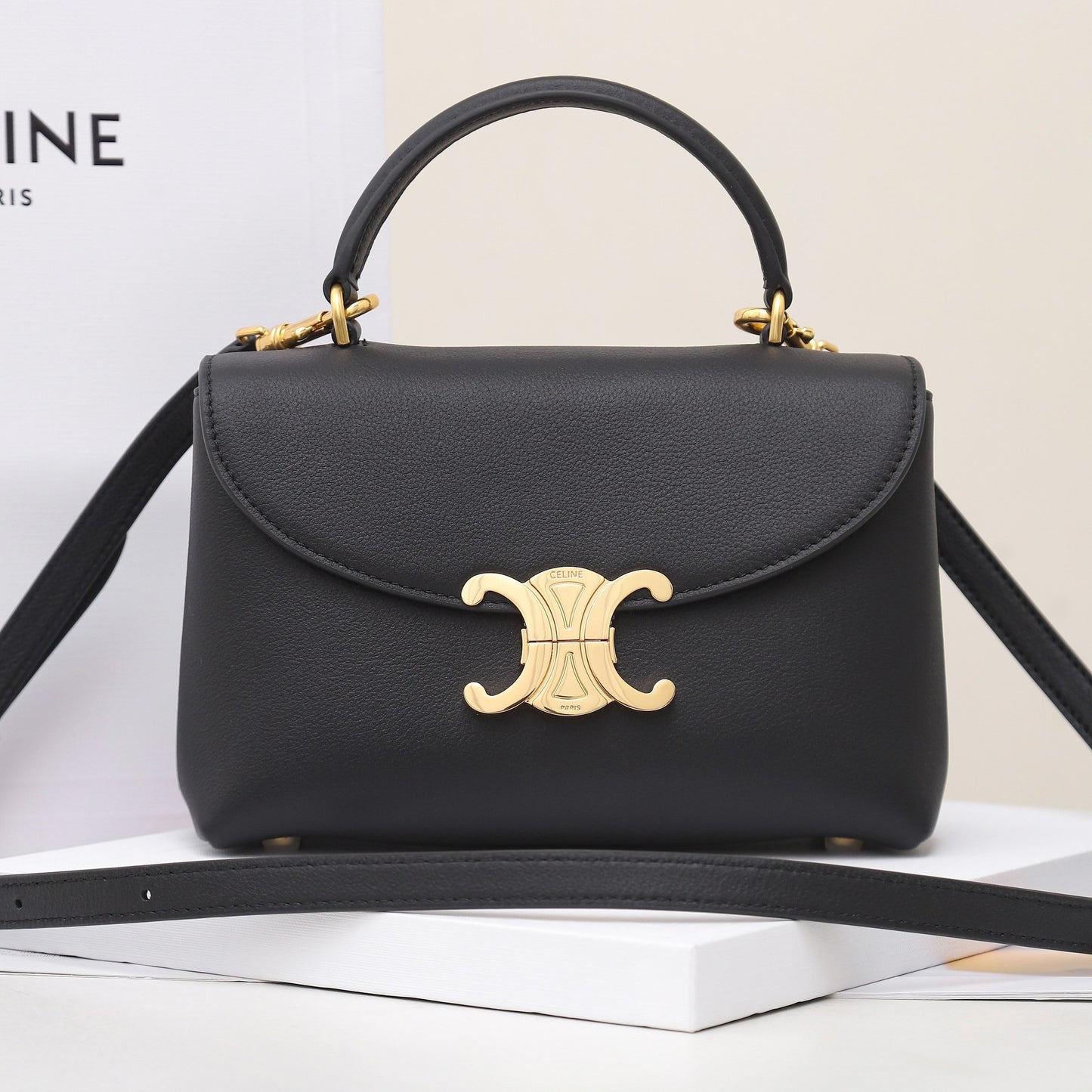 CE 25 Cowhide gold buckle  shoulder bag