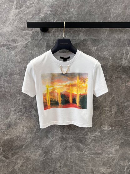 L 25 Spring and Summer New Short Printed Chain T-shirt