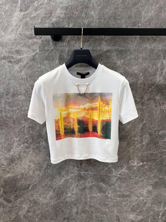 L 25 Spring and Summer New Short Printed Chain T-shirt