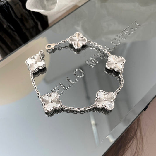 Laser Clover Multi-Refractive Side Five Fives Bracelet