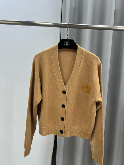 m 24 Spring/Summer New Single Breasted Knit Cardigan with Logo Printing