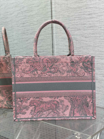 D 25 Tote Jungle Animal Embroidery Ruyi Gray Pink Bag
