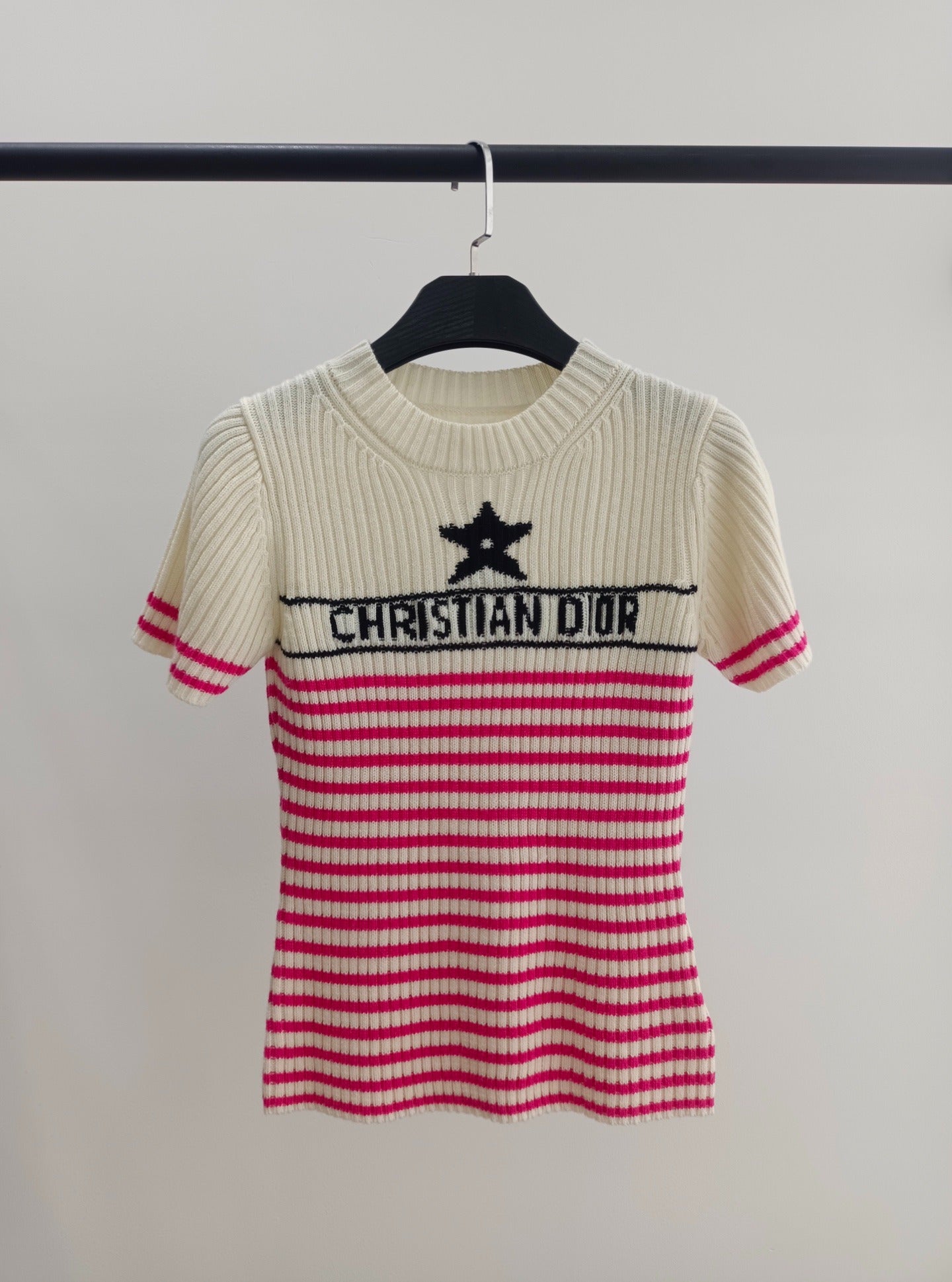 D 25 Pentagram Star Monogrammed Striped Knit Top