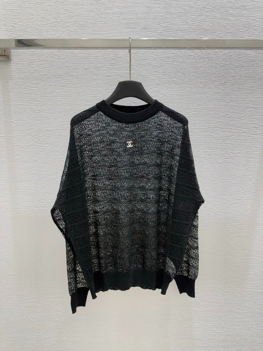 C 25 Early spring new round neck hollow knitting long sleeve