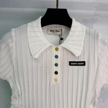 M 25 Lapel knit short-sleeved half cardigan