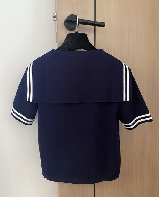 M 25 navy collar and short sleeves
