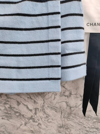 C 25 Light blue and black striped Swallow buttons short skirt