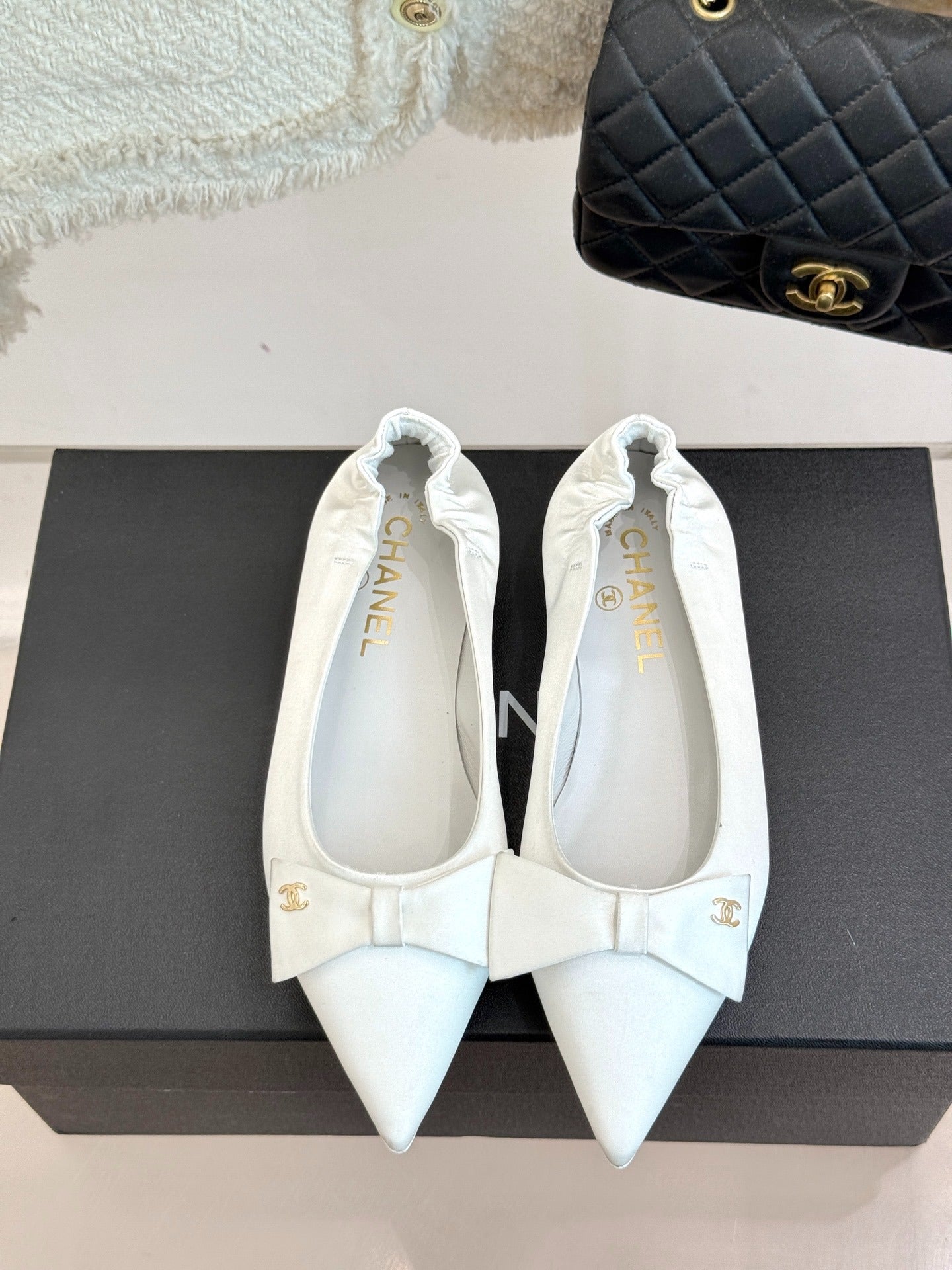 C 25A New Pointed Toe Bow Ballet Shoes