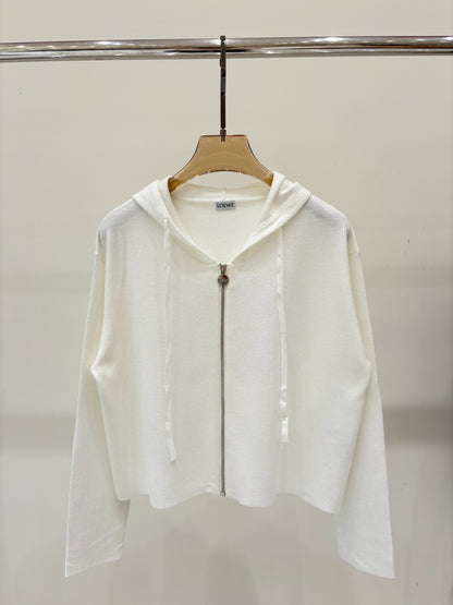 LO 25 Jacquard Hooded Casual Knit Cardigan