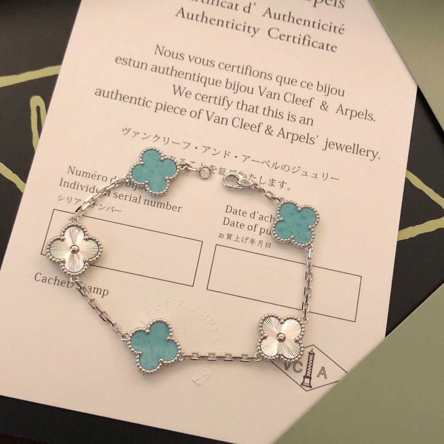 Laser Mint Blue Five Flower Bracelet