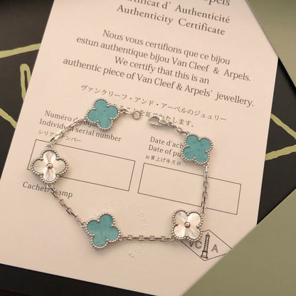 Laser Mint Blue Five Flower Bracelet
