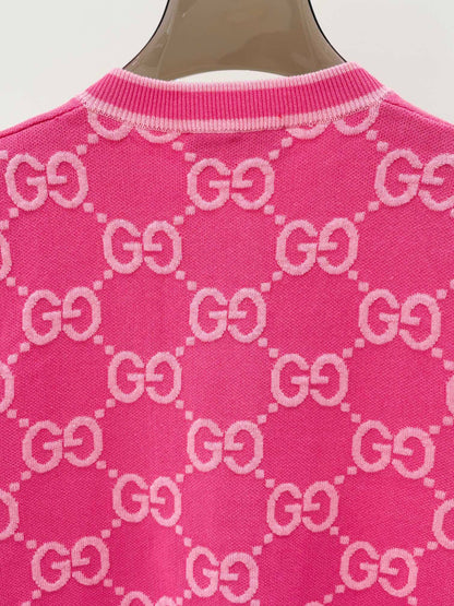 G 24 Early Autumn New round neck color blocking  jacquard knit cardigan