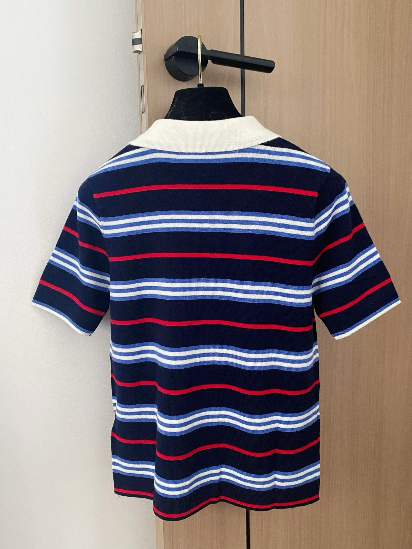 CE 2𝟓 New Striped Lapel Embroidered 𝐥𝐨𝐠𝐨 Short Sleeve