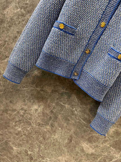 g 25Ss Spring and Summer New Products Retro Twisted Colored Yarn Knitted Cardigan