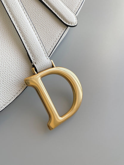 D 25 Palm print white large 𝗦𝗮𝗱𝗱𝗹𝗲 Classic saddle bag (with shoulder strap)