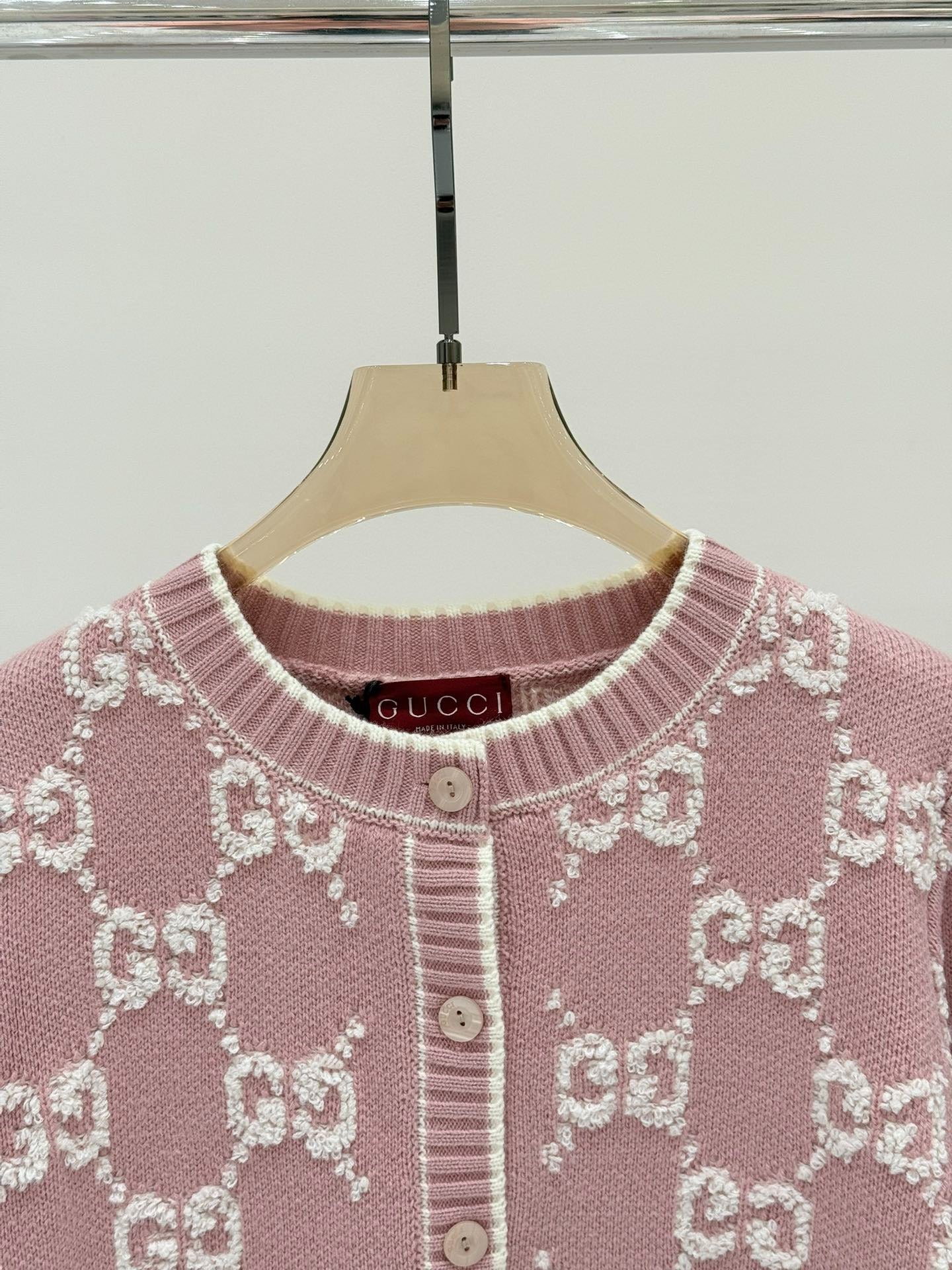 G 25 early spring new round neck letter logo jacquard full print casual knit cardigan
