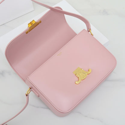 CE 25 Cowhide gold buckle pink shoulder bag