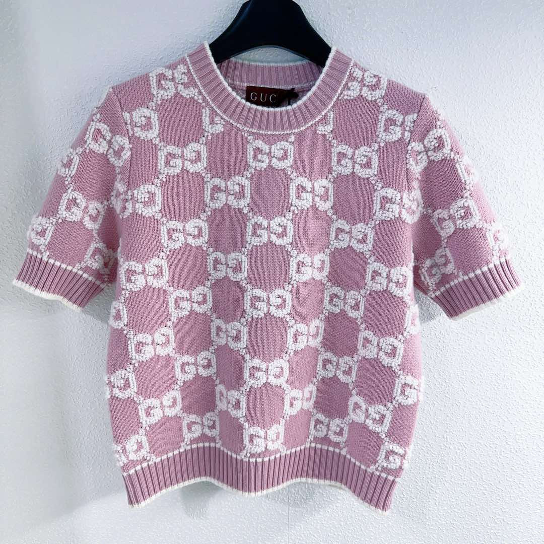 G 25 Jacquard Pullover Short Sleeve Knit