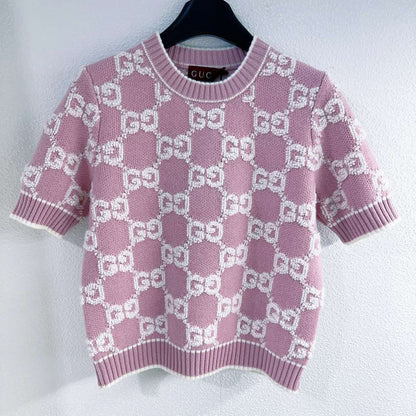 G 25 Jacquard Pullover Short Sleeve Knit