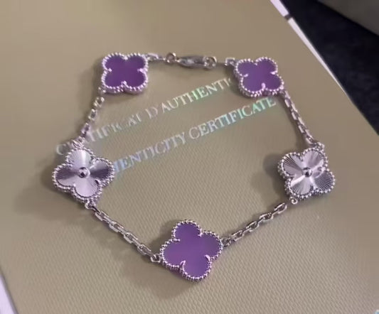Laser Interval Violet Five Flowers Bracelet