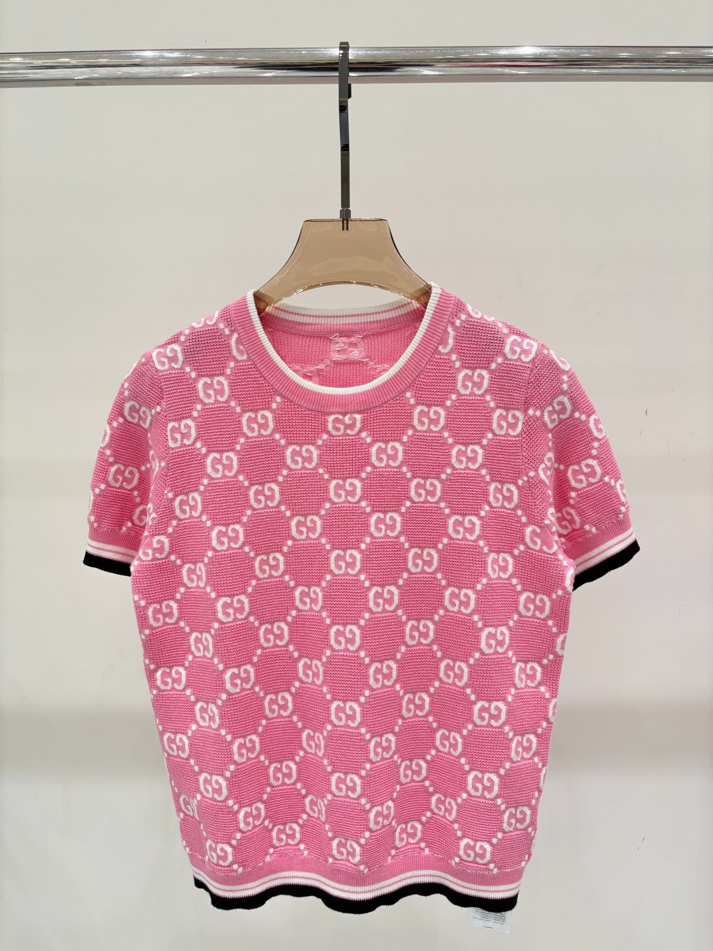 G 25 Frühen Frühling Neue Applizierte All-over-Print Casual Strick Kurzarm 