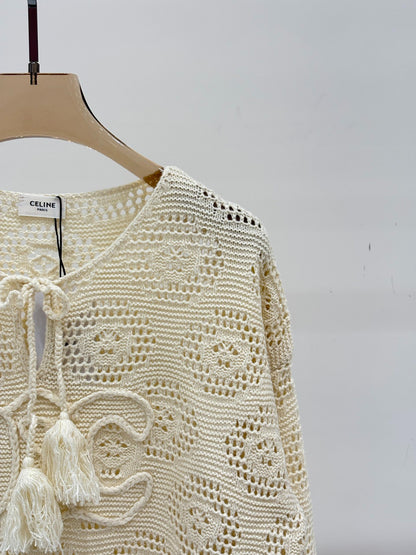 Ce 25 Logo Tie Embellishment Casual Knit Long Sleeve