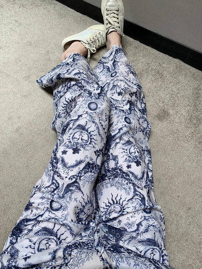 D 25Ss Spring and Summer New Sun Goddess Printed Casual Trousers