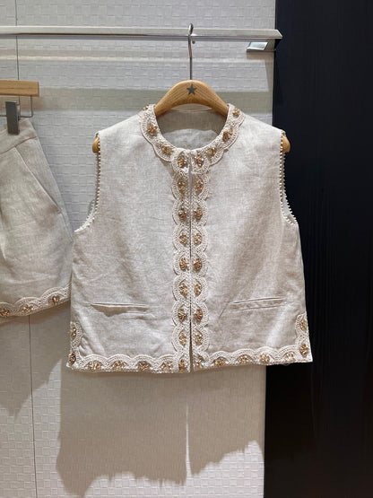 Z 25 Linen Studded Tank + Shorts Set