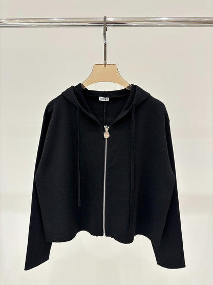 LO 25 Jacquard Hooded Casual Knit Cardigan