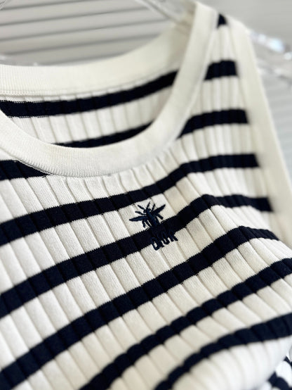 D 25 Summer New Striped Embroidered Tank Top