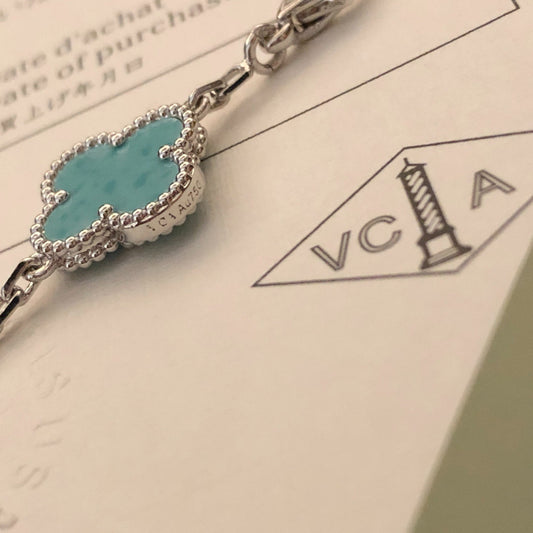 Laser Mint Blue Five Flower Bracelet