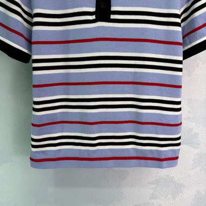 CE 2𝟓 New Striped Lapel Embroidered 𝐥𝐨𝐠𝐨 Short Sleeve