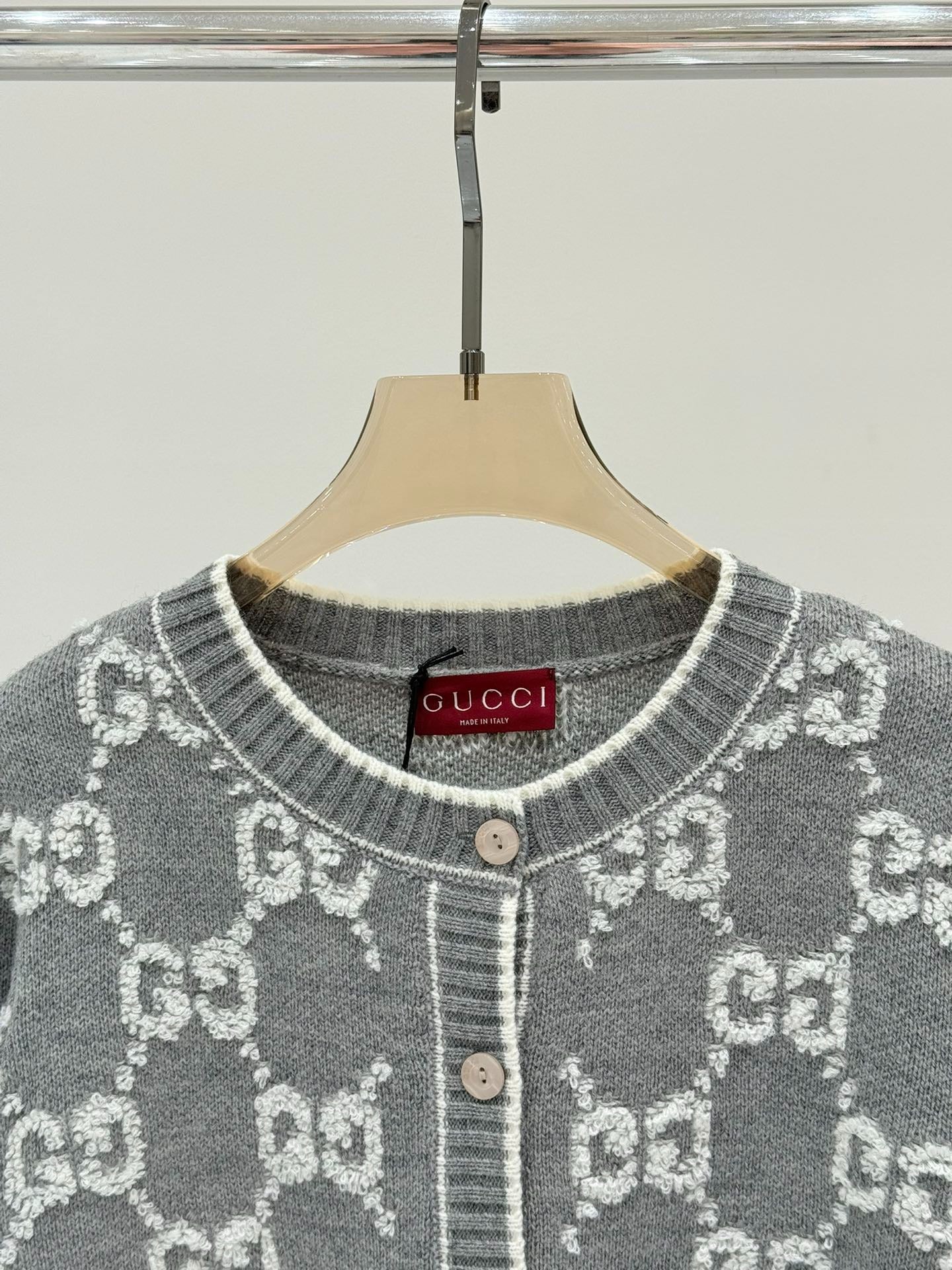 G 25 early spring new round neck letter logo jacquard full print casual knit cardigan
