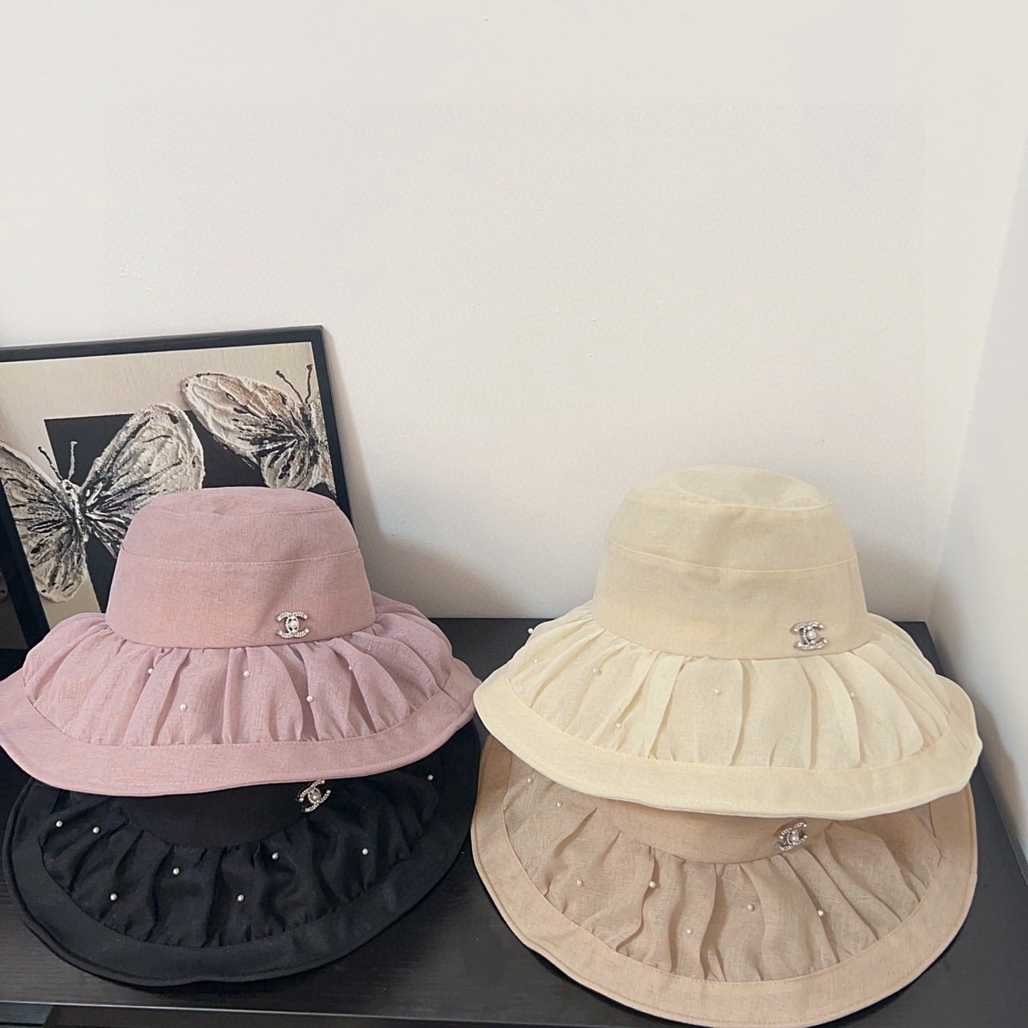 C 25 Spring and summer, organza, pearl, light luxury models, fisherman's hat