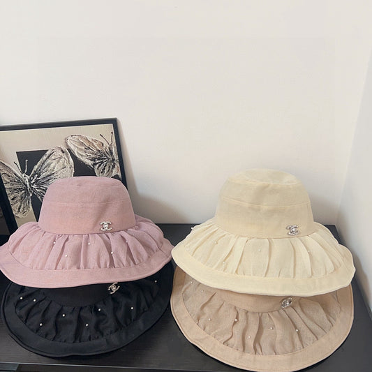 C 25 Spring and summer, organza, pearl, light luxury models, fisherman's hat