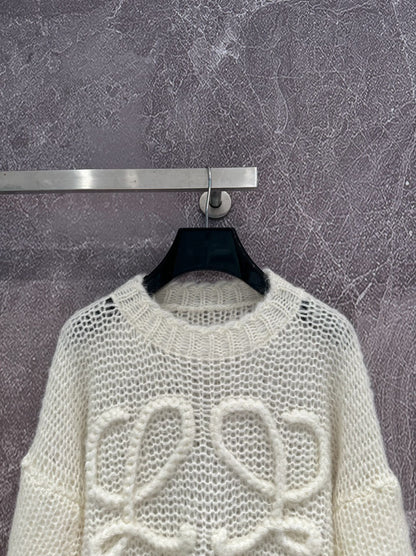 LO 25 Cream White Mohair Sweater