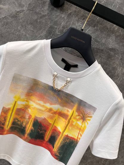 L 25 Spring and Summer New Short Printed Chain T-shirt