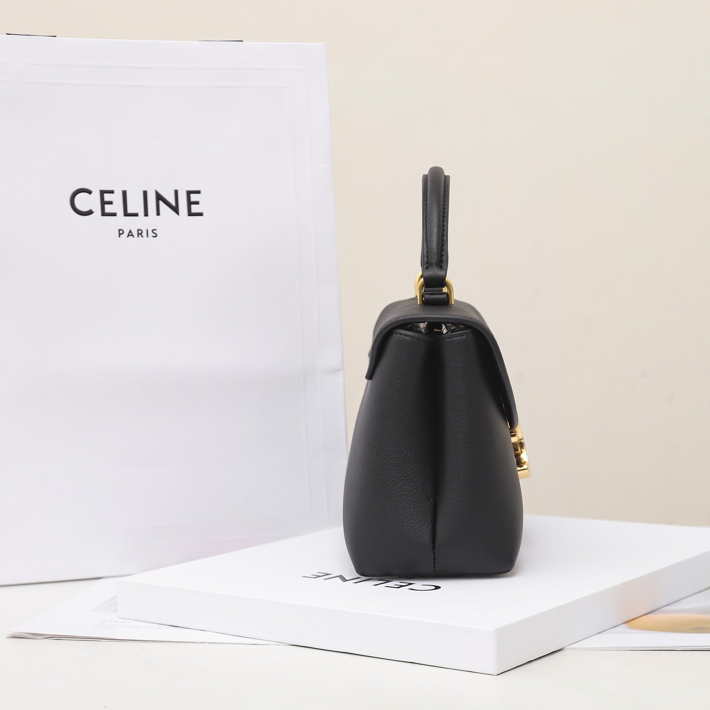 CE 25 Cowhide gold buckle  shoulder bag