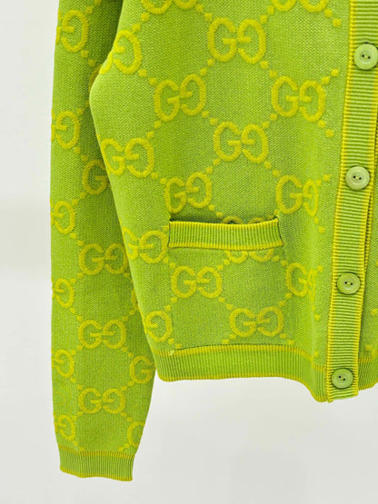 G 24 Early Autumn New round neck color blocking double G jacquard knit cardigan