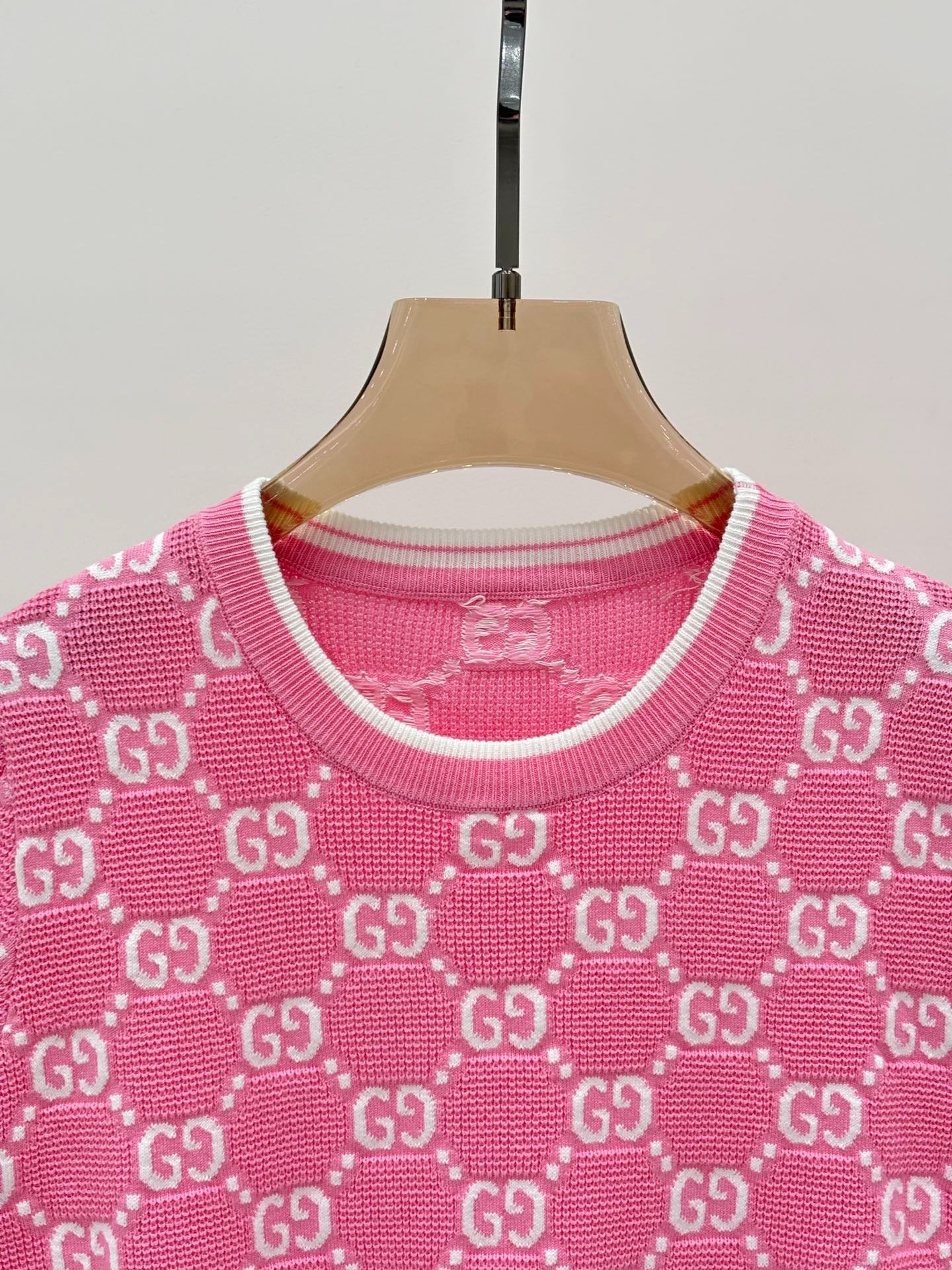 G 25 Frühen Frühling Neue Applizierte All-over-Print Casual Strick Kurzarm 